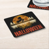 HALLOWEEN NACHT HEKS KARTONNEN ONDERZETTERS (Schuin)
