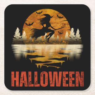 HALLOWEEN NACHT HEKS KARTONNEN ONDERZETTERS