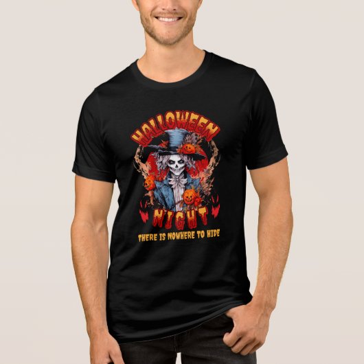 Halloween nacht is er geen plek om te schuilen Tri-Blend shirt (Voorkant)