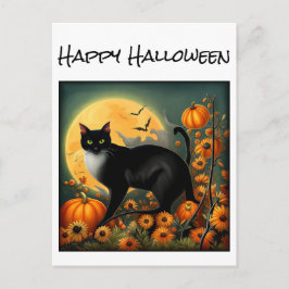 Halloween Nacht Kat T-shirt Briefkaart