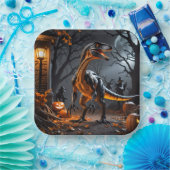 Halloween nacht met een velociraptor papieren bordje (Feest)