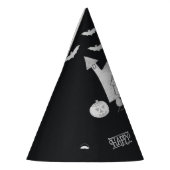 Halloween nacht met spookhuis, vleermuizen, feest feesthoedjes (Links)