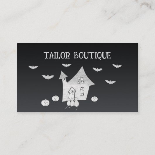 Halloween nacht met spookhuis, vleermuizen, pompoe afsprakenkaartje (Voorkant)