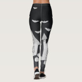 Halloween nacht met spookhuis, vleermuizen, pompoe leggings (Achterkant)