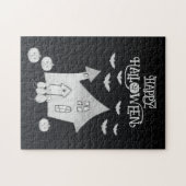 Halloween nacht met spookhuis, vleermuizen, pompoe legpuzzel (Horizontaal)