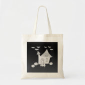 Halloween nacht met spookhuis, vleermuizen, pompoe tote bag (Voorkant)