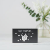 Halloween nacht met spookhuis, vleermuizen, pompoe visitekaartje (Staand voorkant)