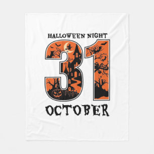Halloween Nacht Oktober Gehaanteerd Huis Heks Pomp Fleece Deken