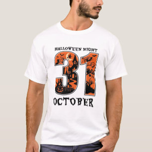 Halloween Nacht Oktober Gehaunted Huis Heks Pompoe T-shirt
