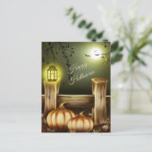 Halloween Nacht op het platteland - Pompoenen en V Feestdagenkaart (Staand voorkant)