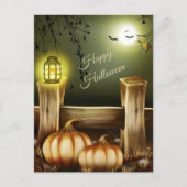 Halloween Nacht op het platteland - Pompoenen en V Feestdagenkaart (Voorkant)