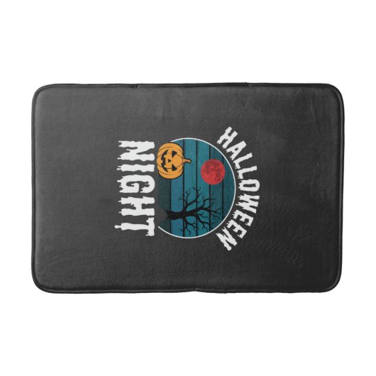 Halloween Nacht Pompoen Boom Vector Badmat (Voorkant)