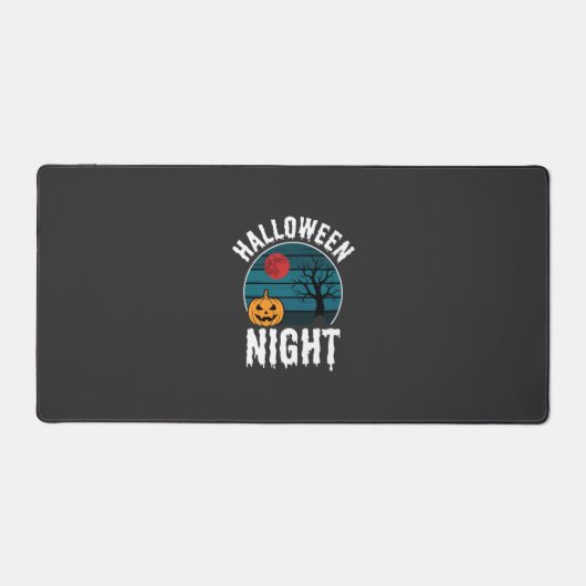 Halloween Nacht Pompoen Boom Vector Bureaumat (Voorkant)