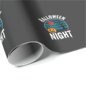 Halloween Nacht Pompoen Boom Vector Cadeaupapier (Rol Hoek)