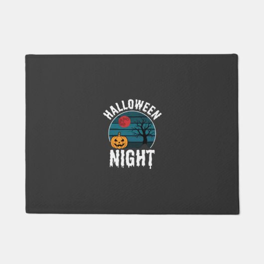 Halloween Nacht Pompoen Boom Vector Deurmat (Voorkant)