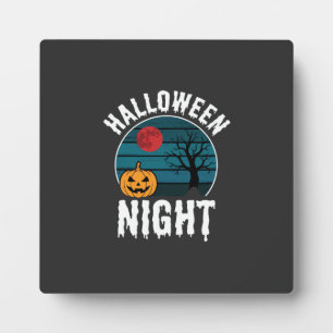 Halloween Nacht Pompoen Boom Vector Fotoplaat