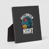 Halloween Nacht Pompoen Boom Vector Fotoplaat (Voorkant)