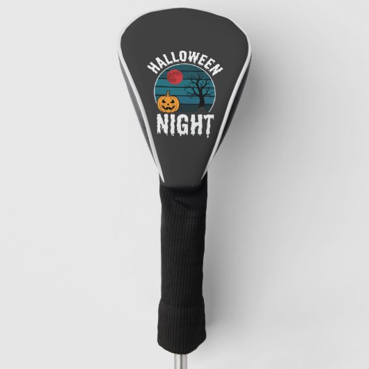 Halloween Nacht Pompoen Boom Vector Golfheadcover (Voorkant)
