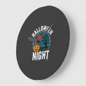 Halloween Nacht Pompoen Boom Vector Grote Klok (Hoek)