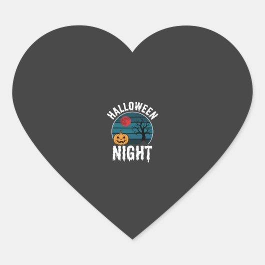 Halloween Nacht Pompoen Boom Vector Hart Sticker (Voorkant)