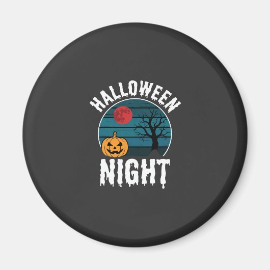 Halloween Nacht Pompoen Boom Vector Magneet (Voorkant)