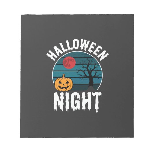 Halloween Nacht Pompoen Boom Vector Notitieblok (Voorkant)