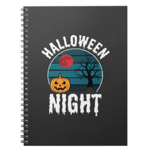 Halloween Nacht Pompoen Boom Vector Notitieboek