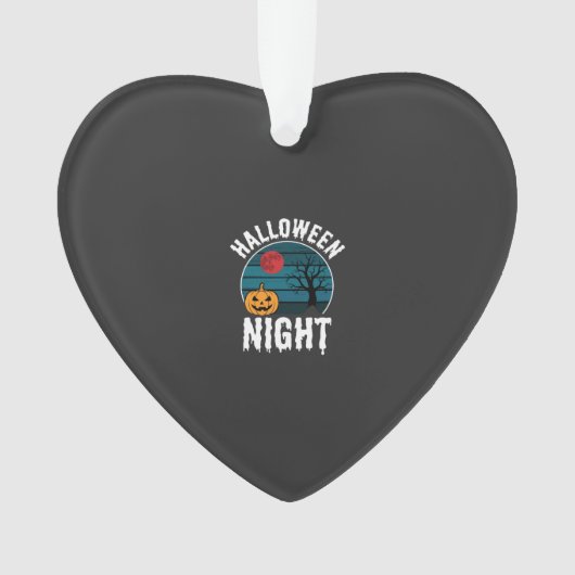 Halloween Nacht Pompoen Boom Vector Ornament (voorkant)