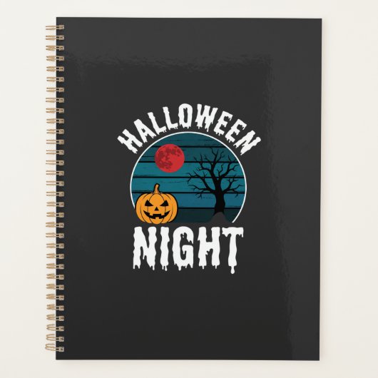 Halloween Nacht Pompoen Boom Vector Planner (Voorkant)