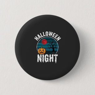 Halloween Nacht Pompoen Boom Vector Ronde Button 5,7 Cm