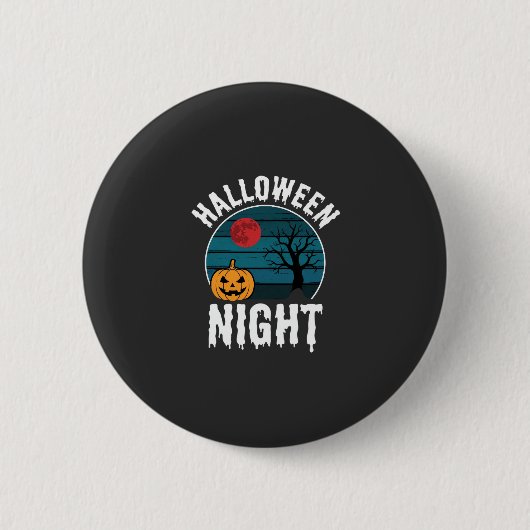 Halloween Nacht Pompoen Boom Vector Ronde Button 5,7 Cm (Voorkant)