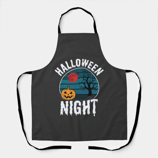 Halloween Nacht Pompoen Boom Vector Schort (Voorkant)