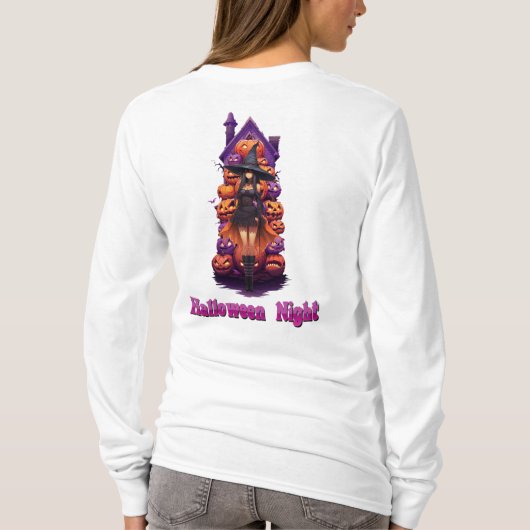 Halloween nacht (pompoen) t-shirt (Achterkant)