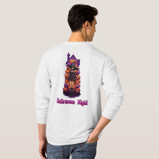 Halloween nacht (pompoen) t-shirt (Achterkant volledig)