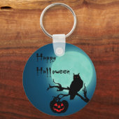 Halloween Nacht Pompoen Uil Sleutelhanger (Voorkant)