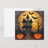 Halloween Nacht Spokenhuis, Pompoenen  Feestdagenkaart (Voorkant / Achterkant)