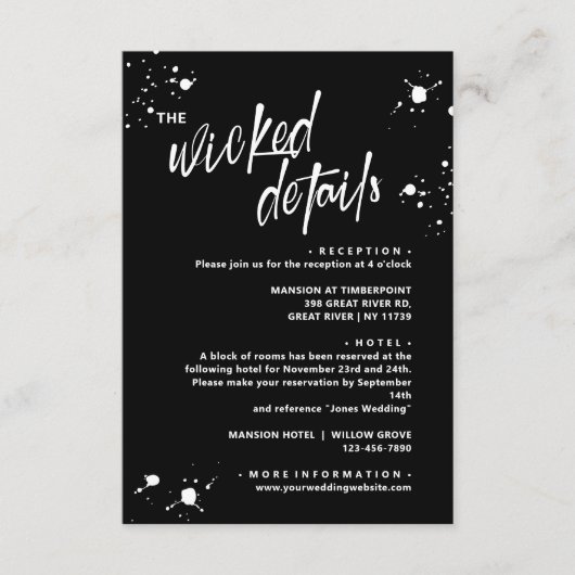 Halloween Nacht van de Levende Wed Bruiloft Informatiekaartje (Voorkant)