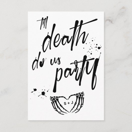 Halloween Nacht van de Levende Wed Bruiloft Informatiekaartje (Achterkant)