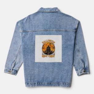 Halloween Nacht Vandaag Geheime Huis Pompoenen Uil Denim Jacket
