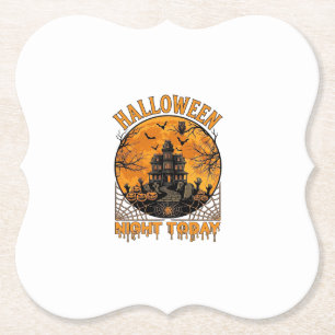 Halloween Nacht Vandaag Geheime Huis Pompoenen Uil Kartonnen Onderzetters
