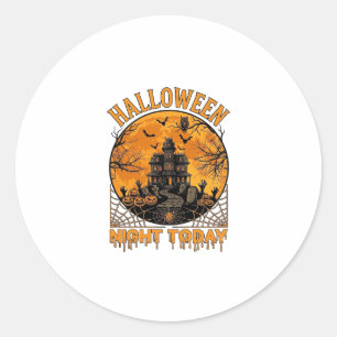 Halloween Nacht Vandaag Geheime Huis Pompoenen Uil Ronde Sticker