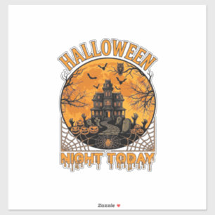 Halloween Nacht Vandaag Geheime Huis Pompoenen Uil Sticker