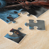 Halloween Nacht Verschrikkelijke Vliegende Heksen  Legpuzzel (Zijkant)
