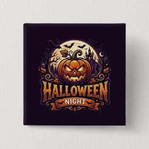 Halloween Nacht Vierkante Button 5,1 Cm