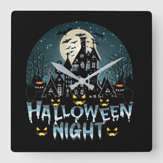 Halloween nacht vierkante klok (Voorkant)