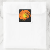 Halloween nacht vierkante sticker (Tas)