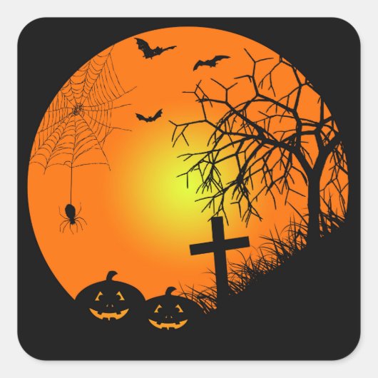Halloween nacht vierkante sticker (Voorkant)