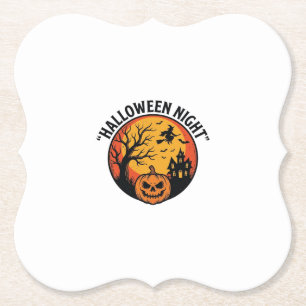 Halloween Nacht Vintage Gravure Griezelfiguur T-Sh Kartonnen Onderzetters