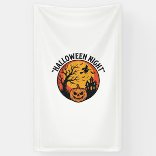 Halloween Nacht Vintage Gravure Griezelijk Scène T Spandoek