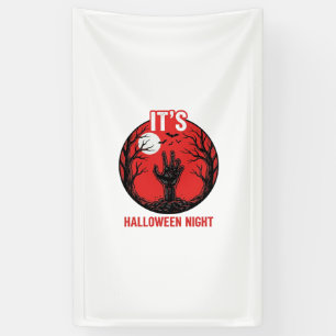 Halloween Nacht Vintage Gravure Vector Design_1 Spandoek